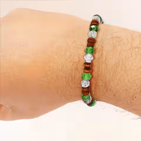 42 Crystal Healing Wooden Bracelet