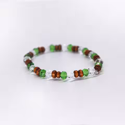 43 Crystal Healing Wooden Bracelet